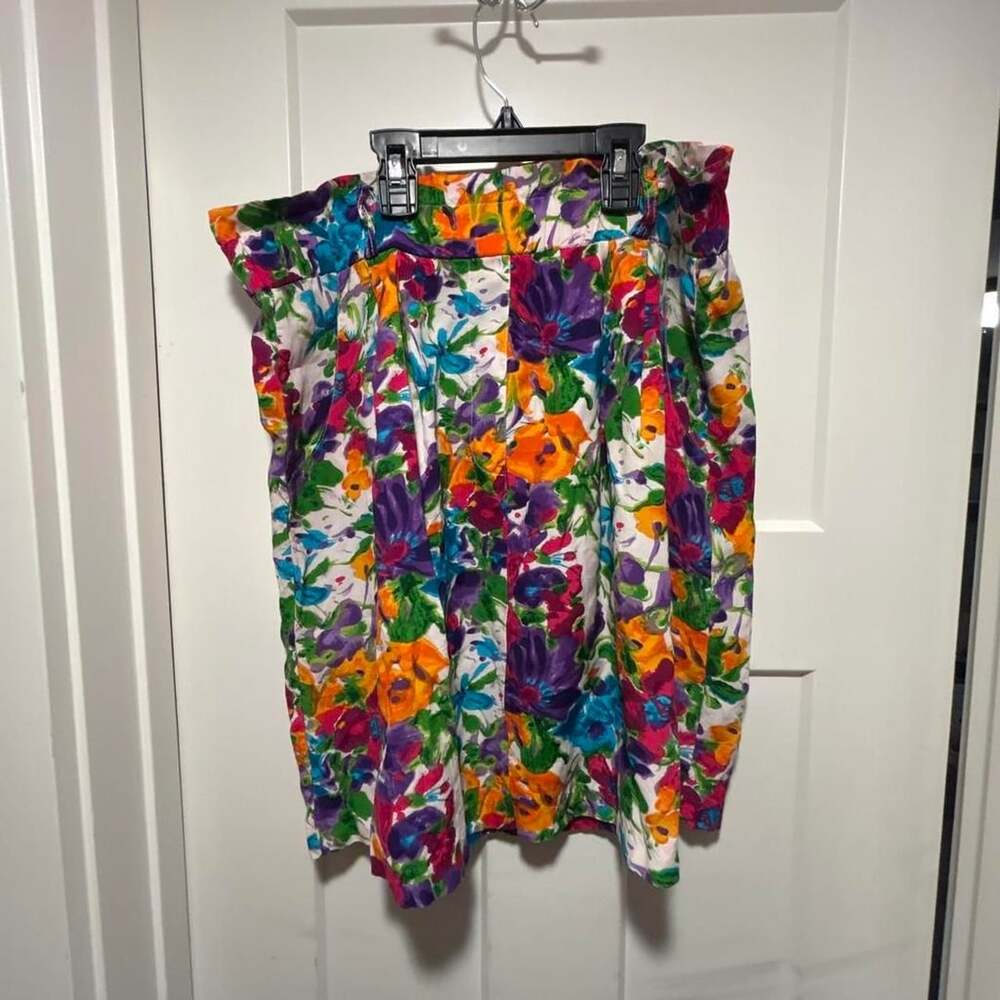 Wrapper Vintage Floral Skirt Multi Rayon Made in USA